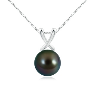 10mm AAAA Classic Tahitian Pearl Cross V-Bale Pendant in P950 Platinum