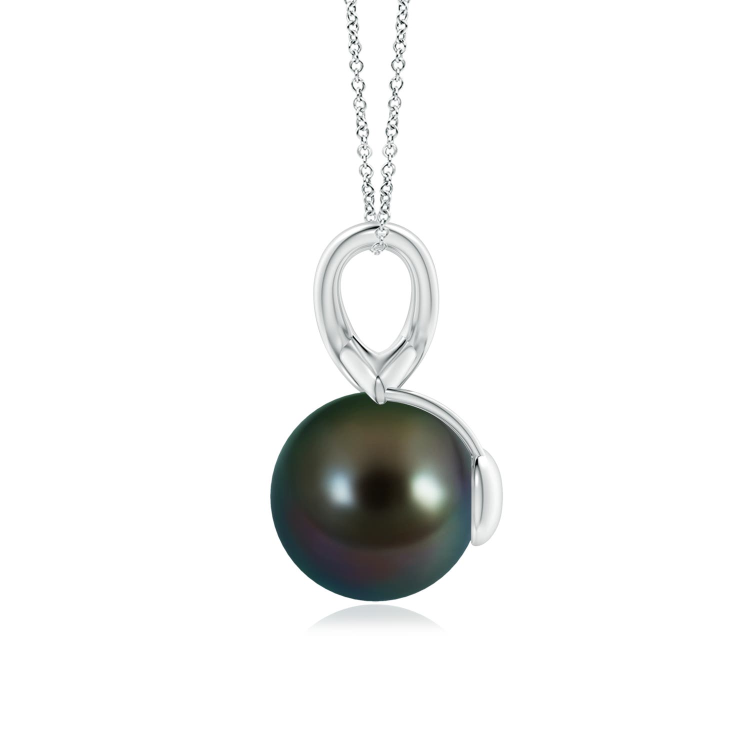 10mm AAAA Classic Tahitian Pearl Cross V-Bale Pendant in White Gold