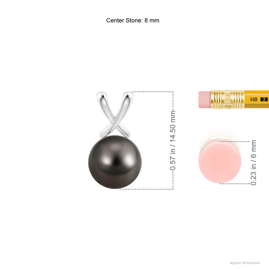 8mm AAA Classic Tahitian Pearl Cross V-Bale Pendant in P950 Platinum ruler