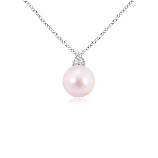 7mm AAAA Japanese Akoya Pearl and Trio Diamond Pendant in P950 Platinum