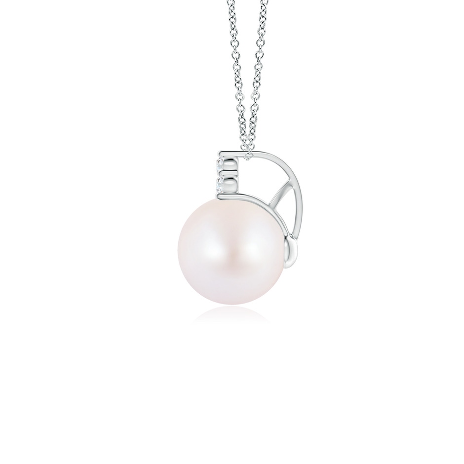 8mm AA Japanese Akoya Pearl and Trio Diamond Pendant in P950 Platinum side 199