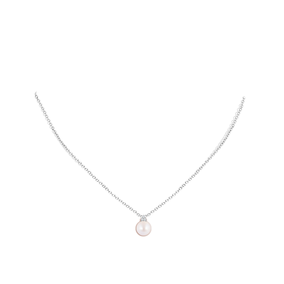 8mm AA Japanese Akoya Pearl and Trio Diamond Pendant in P950 Platinum pen