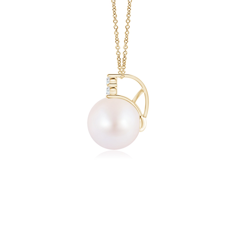 8mm AA Japanese Akoya Pearl and Trio Diamond Pendant in Yellow Gold side 199