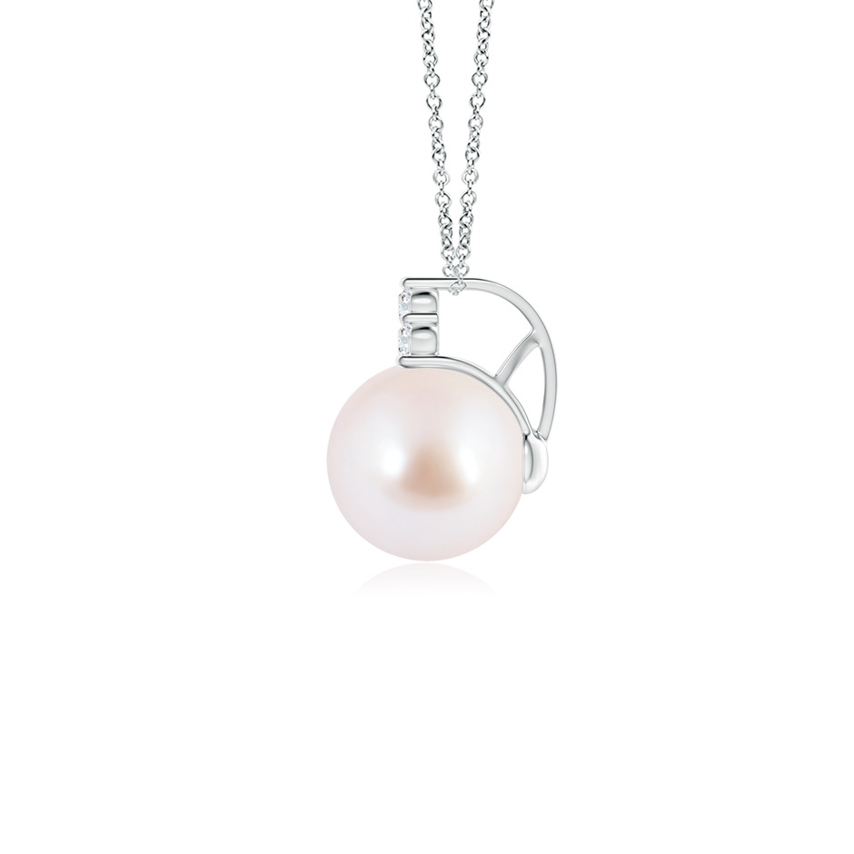 8mm AAA Japanese Akoya Pearl and Trio Diamond Pendant in White Gold side 199
