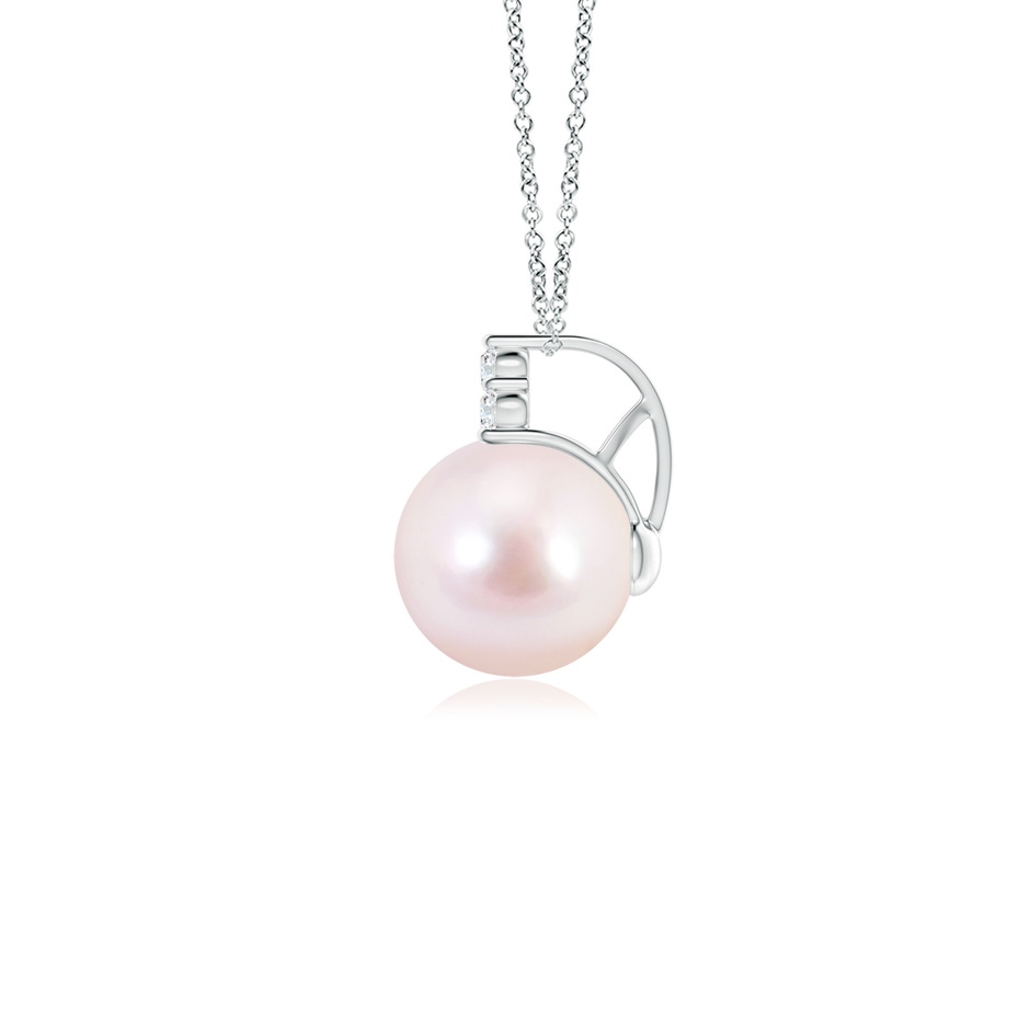 8mm AAAA Japanese Akoya Pearl and Trio Diamond Pendant in P950 Platinum side-1