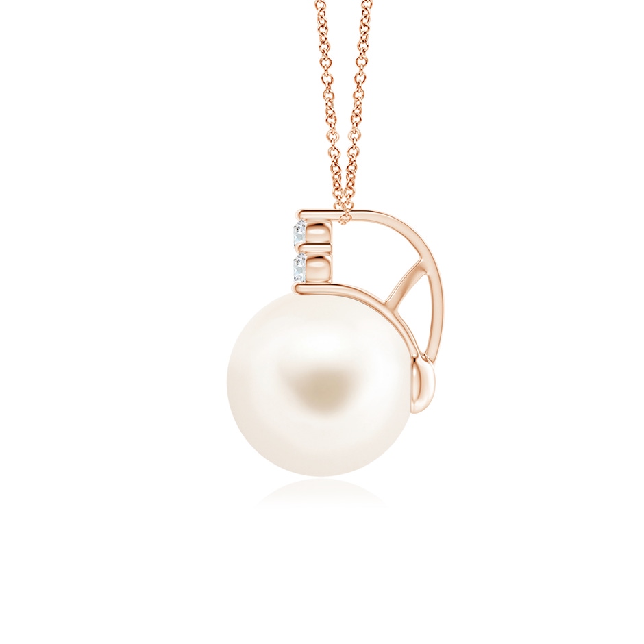 10mm AAA Freshwater Pearl and Trio Diamond Pendant in Rose Gold side 199