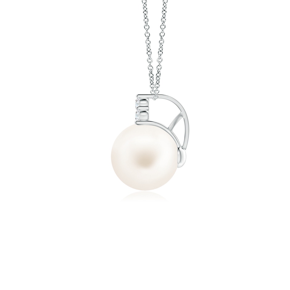 8mm AA Freshwater Pearl and Trio Diamond Pendant in White Gold side 199