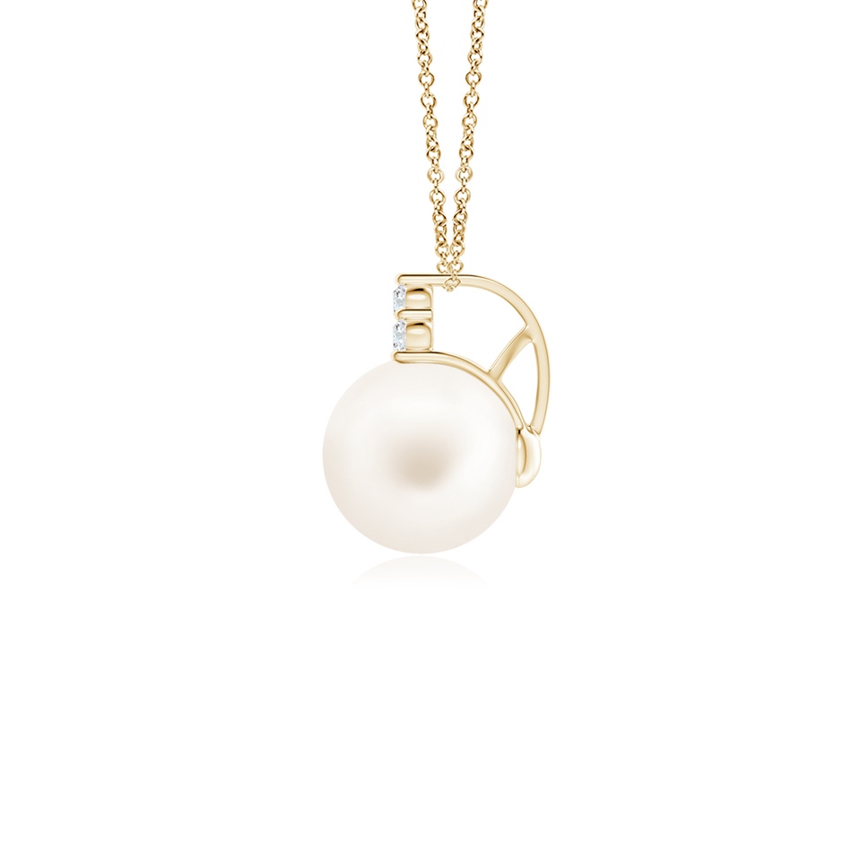 8mm AA Freshwater Pearl and Trio Diamond Pendant in Yellow Gold side 199