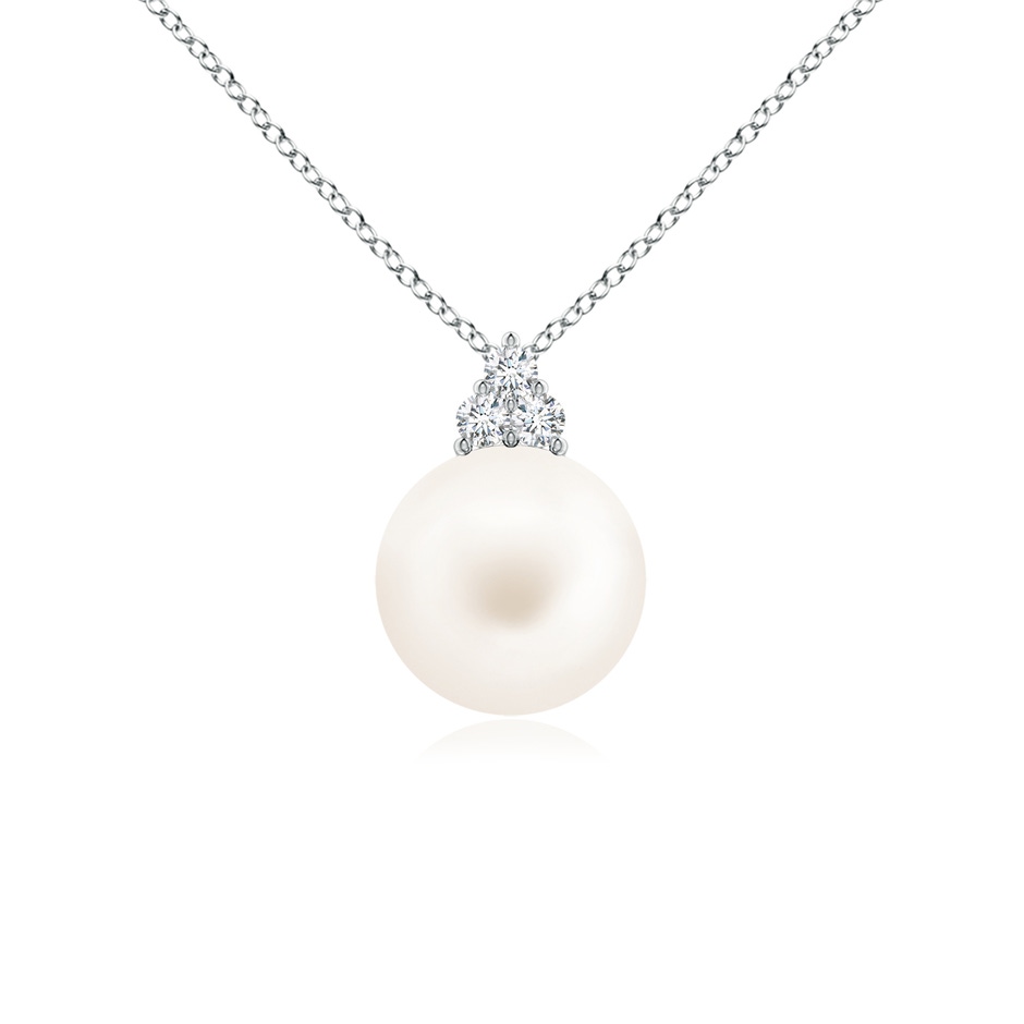 9mm AA Freshwater Pearl and Trio Diamond Pendant in P950 Platinum 