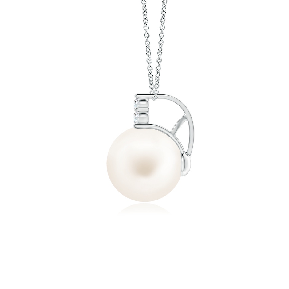 9mm AA Freshwater Pearl and Trio Diamond Pendant in P950 Platinum side 199