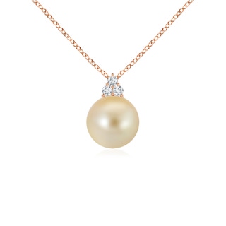 8mm AAA Golden South Sea Pearl and Trio Diamond Pendant in 10K Rose Gold