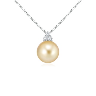 8mm AAAA Golden South Sea Pearl and Trio Diamond Pendant in P950 Platinum