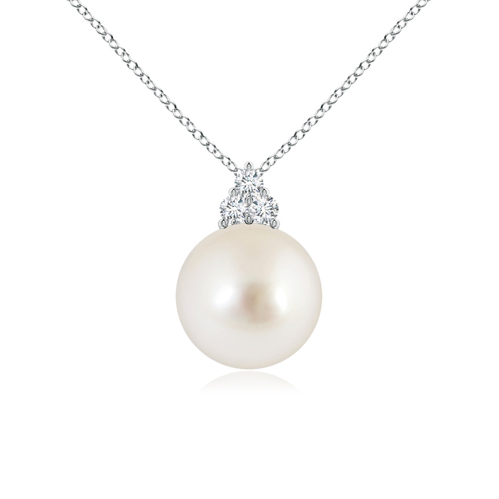 10mm AAAA South Sea Pearl and Trio Diamond Pendant in P950 Platinum