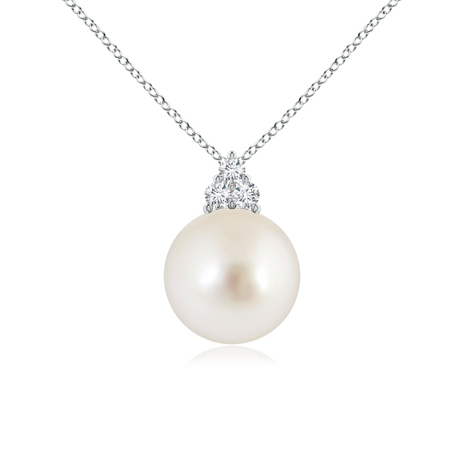 10mm AAAA South Sea Pearl and Trio Diamond Pendant in P950 Platinum 