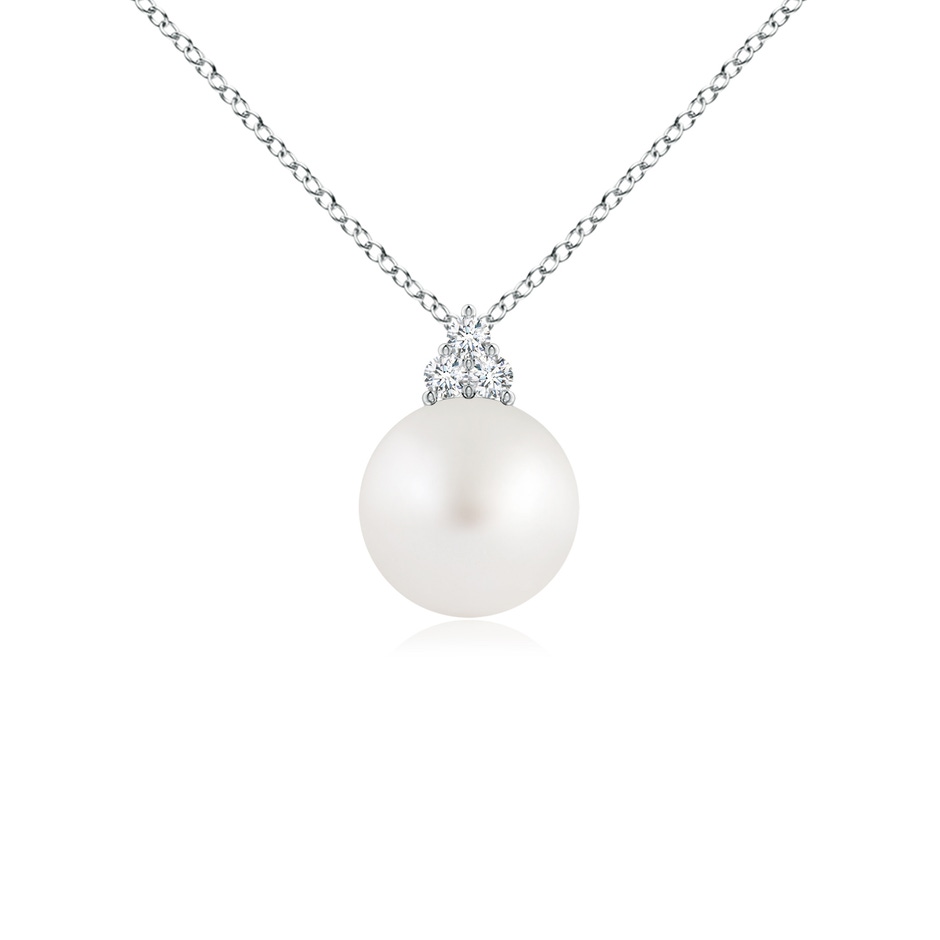 8mm AA South Sea Pearl and Trio Diamond Pendant in P950 Platinum 