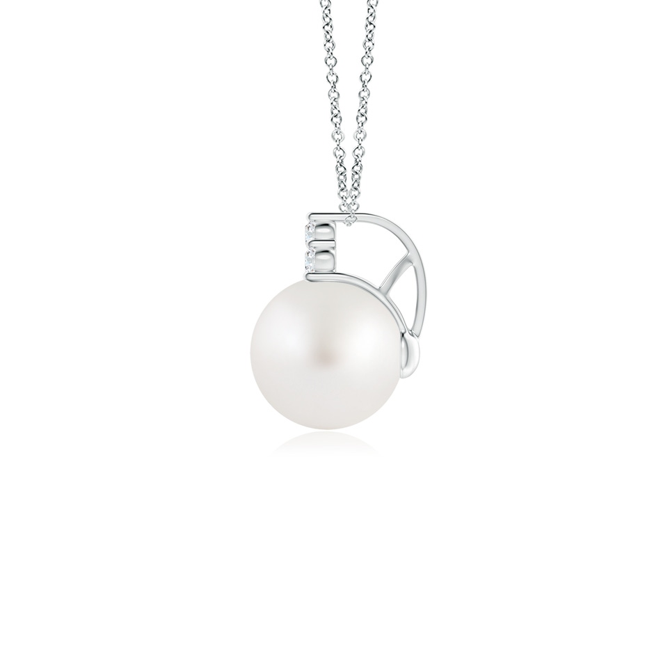 8mm AA South Sea Pearl and Trio Diamond Pendant in P950 Platinum side 199