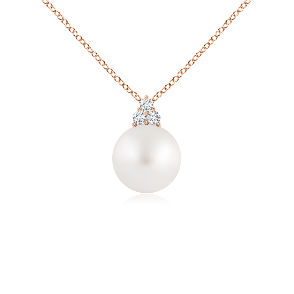 8mm AA South Sea Pearl and Trio Diamond Pendant in Rose Gold 