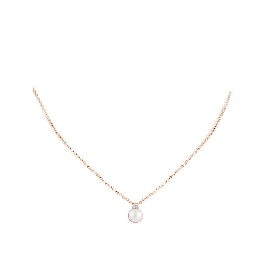 8mm AA South Sea Pearl and Trio Diamond Pendant in Rose Gold pen