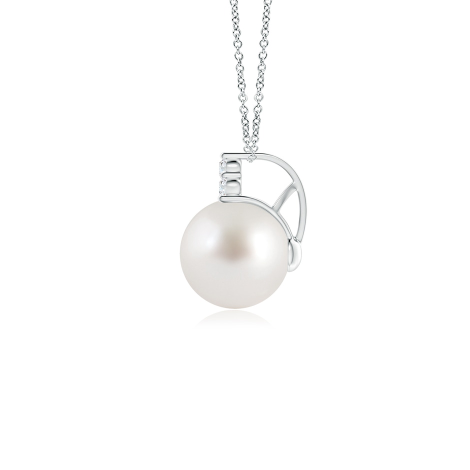 8mm AAA South Sea Pearl and Trio Diamond Pendant in White Gold side-1