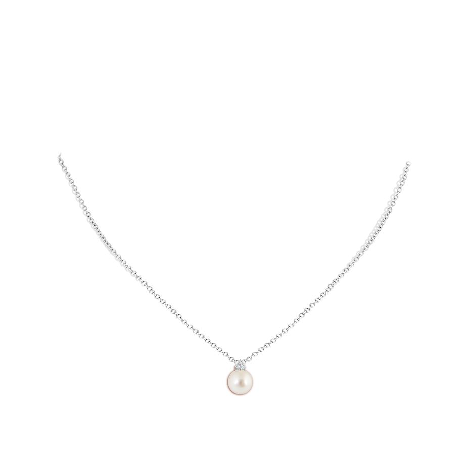 8mm AAAA South Sea Pearl and Trio Diamond Pendant in P950 Platinum pen
