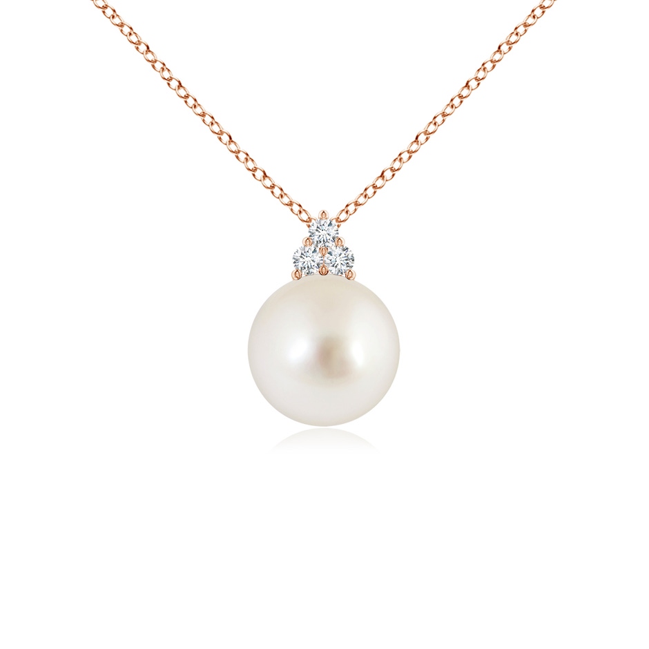 8mm AAAA South Sea Pearl and Trio Diamond Pendant in Rose Gold 