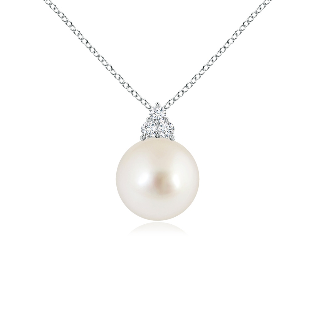 9mm AAAA South Sea Pearl and Trio Diamond Pendant in P950 Platinum