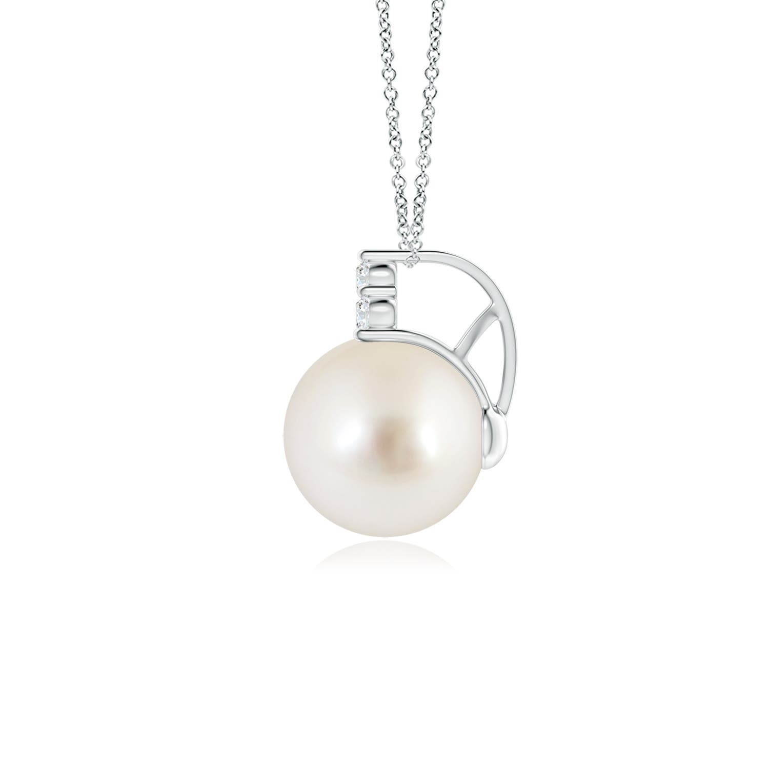 9mm AAAA South Sea Pearl and Trio Diamond Pendant in P950 Platinum - side 2