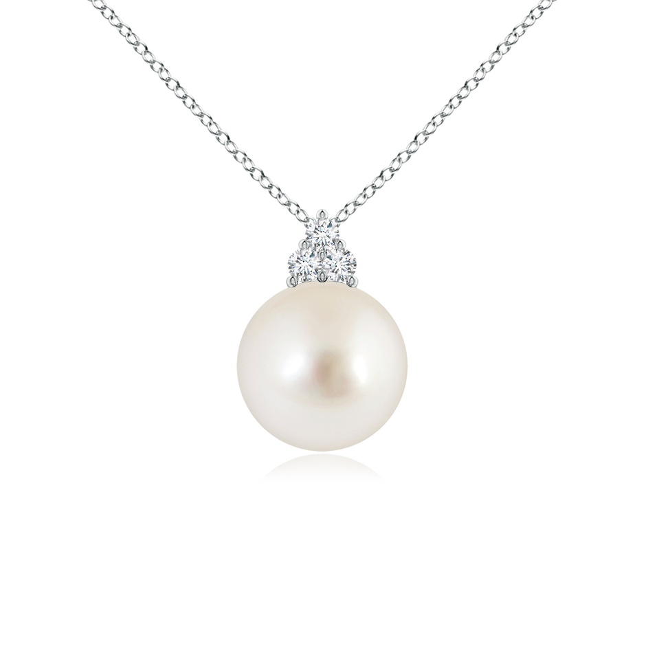 9mm AAAA South Sea Pearl and Trio Diamond Pendant in White Gold 