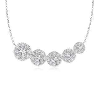 3.2mm HSI2 Round Diamond Halo Journey Necklace in White Gold