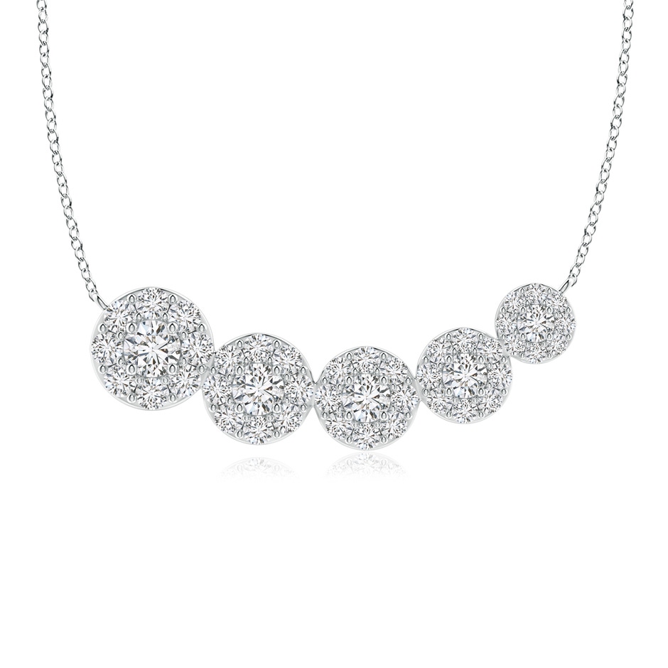 3.2mm HSI2 Round Diamond Halo Journey Necklace in White Gold 