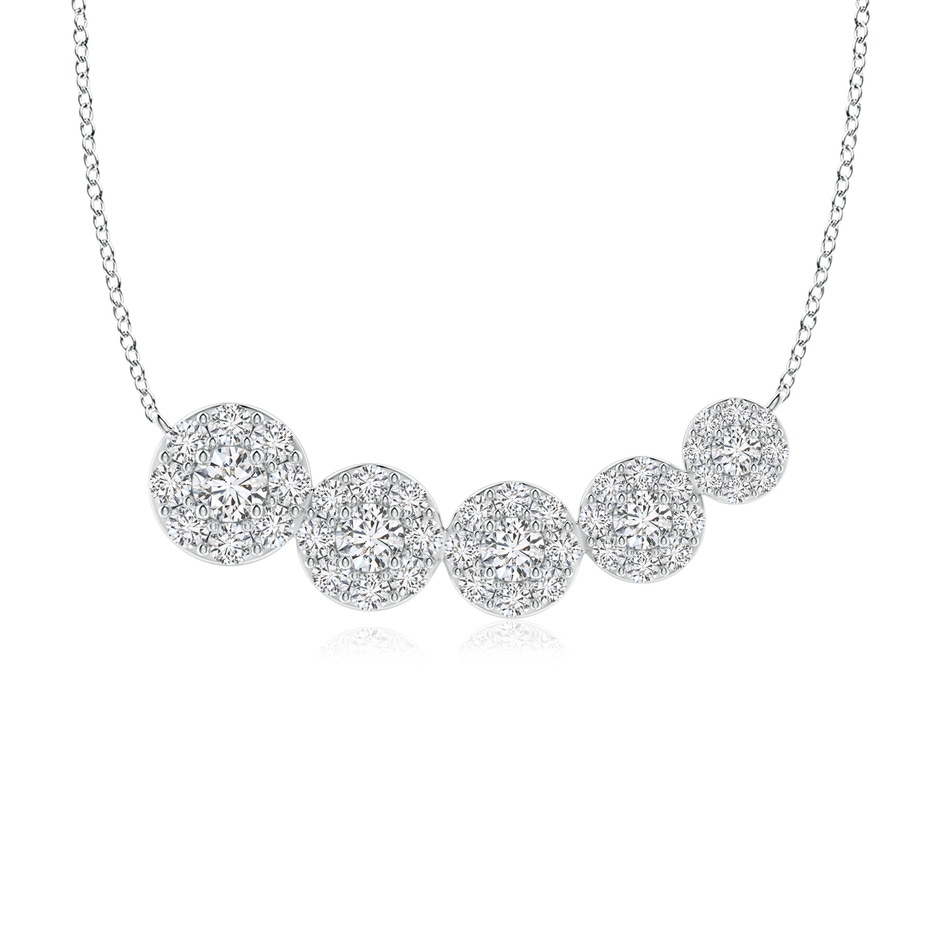 3mm HSI2 Round Diamond Halo Journey Necklace in White Gold 