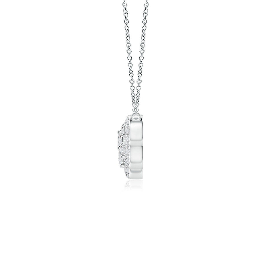 3mm HSI2 Round Diamond Halo Journey Necklace in White Gold side 1