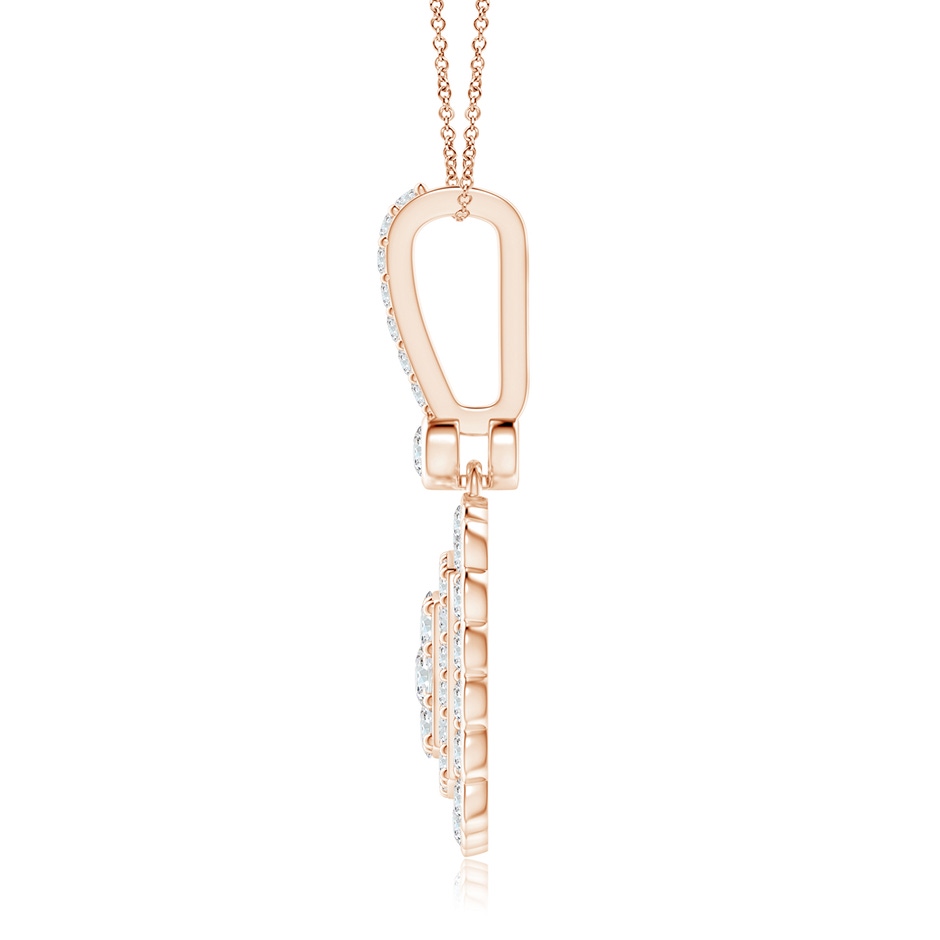 2.4mm GVS2 Cushion Double Halo Diamond Pendant with Pave Detailing in Rose Gold side-1