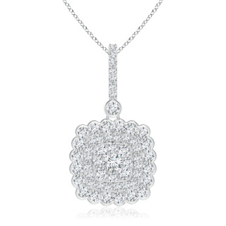 2.4mm GVS2 Cushion Double Halo Diamond Pendant with Pave Detailing in White Gold