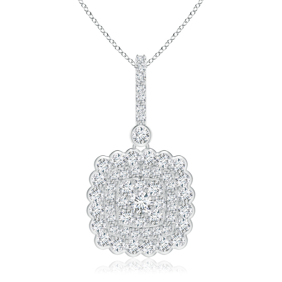 2.4mm GVS2 Cushion Double Halo Diamond Pendant with Pave Detailing in White Gold 