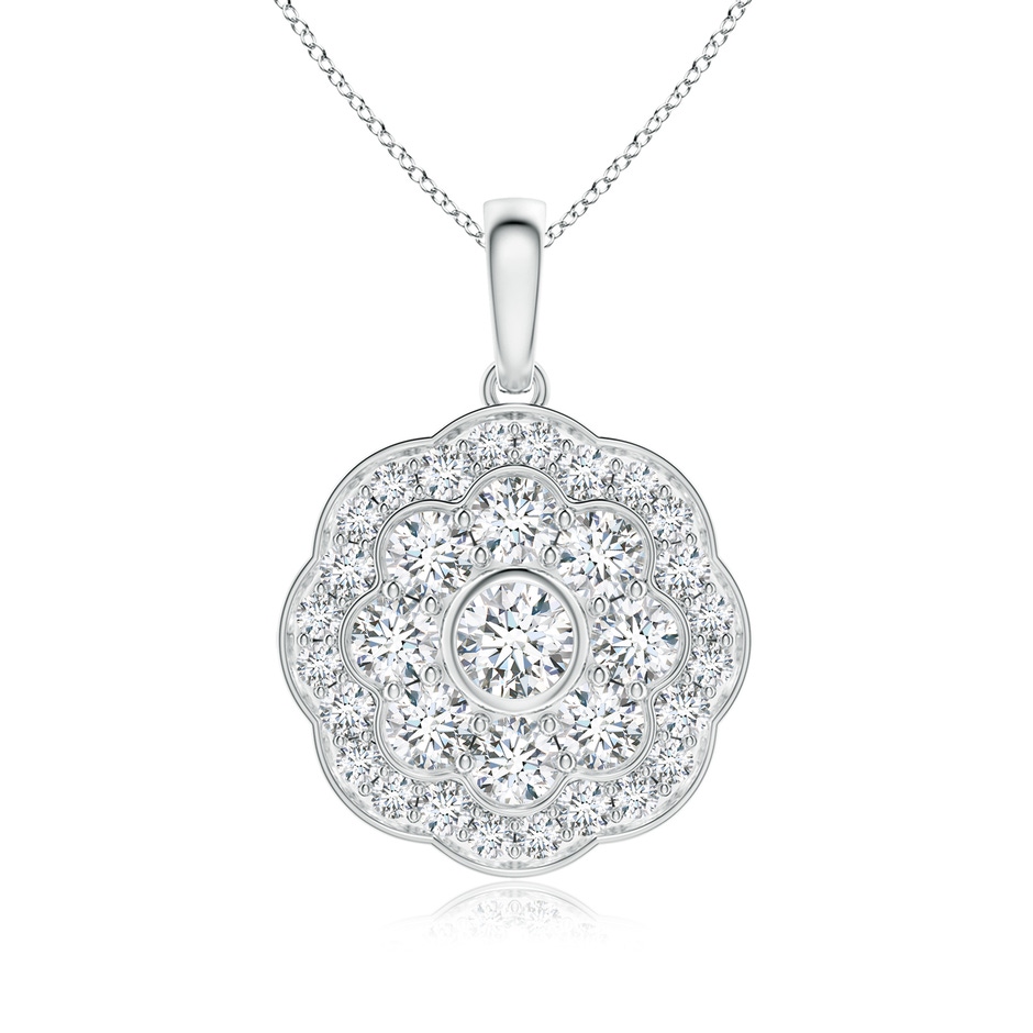 2.9mm GVS2 Round Diamond Halo Fashion Pendant in White Gold 
