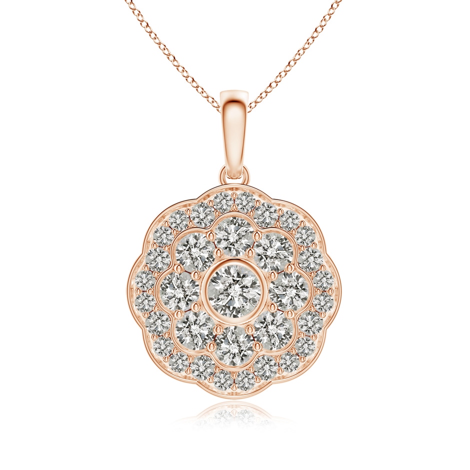2.9mm KI3 Round Diamond Halo Fashion Pendant in Rose Gold 