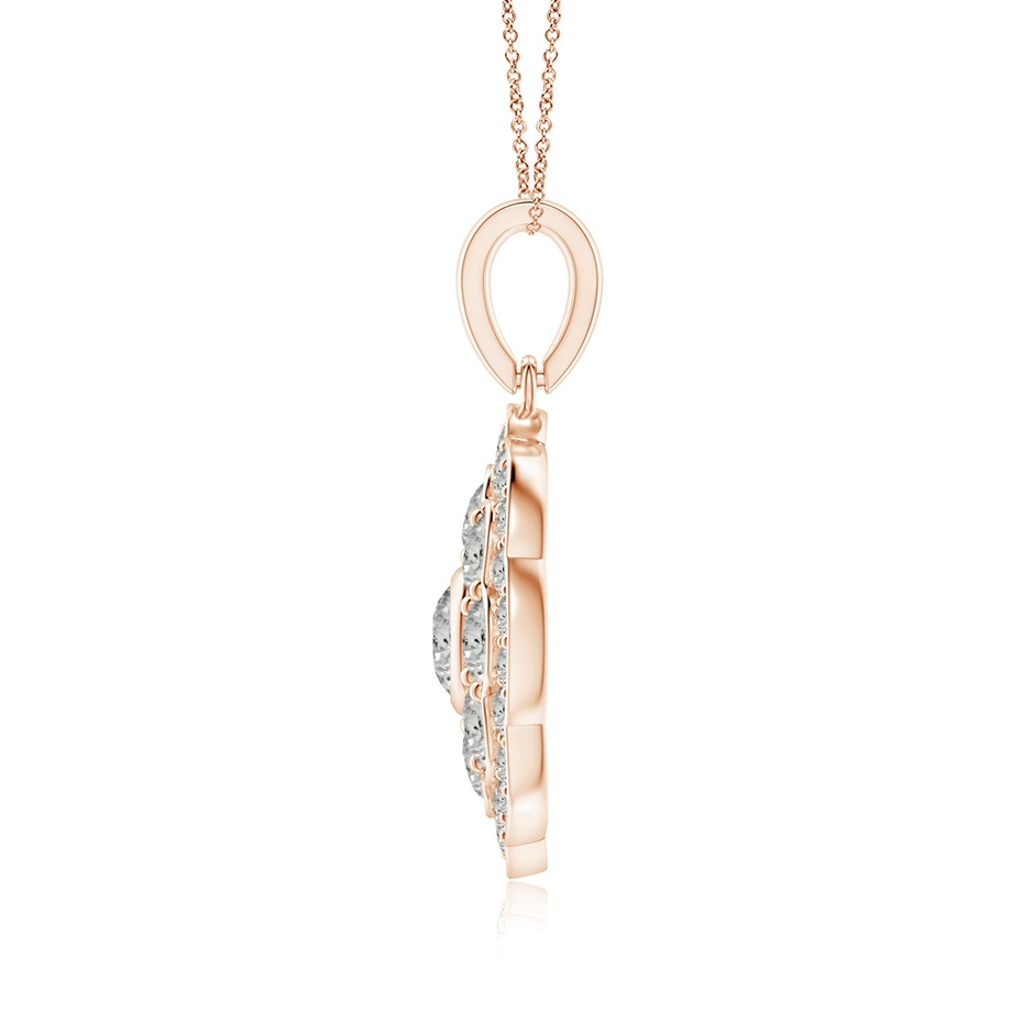 2.9mm KI3 Round Diamond Halo Fashion Pendant in Rose Gold side 1