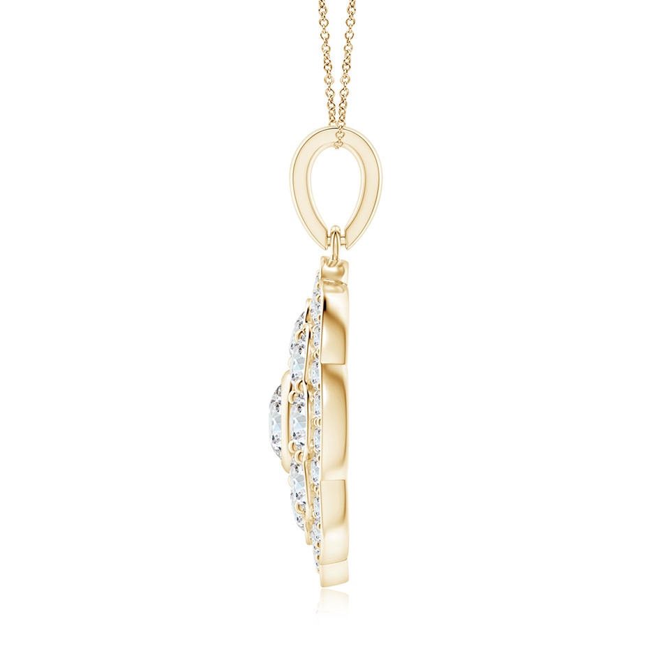 3.1mm GVS2 Round Diamond Halo Fashion Pendant in Yellow Gold side 1