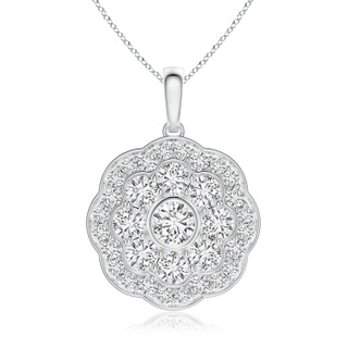 3.1mm HSI2 Round Diamond Halo Fashion Pendant in White Gold