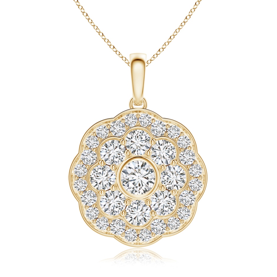 3.1mm HSI2 Round Diamond Halo Fashion Pendant in Yellow Gold 