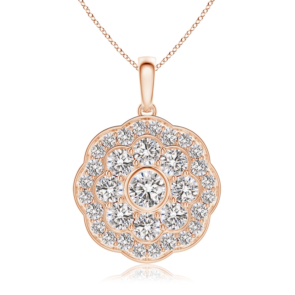 3.1mm IJI1I2 Round Diamond Halo Fashion Pendant in Rose Gold 