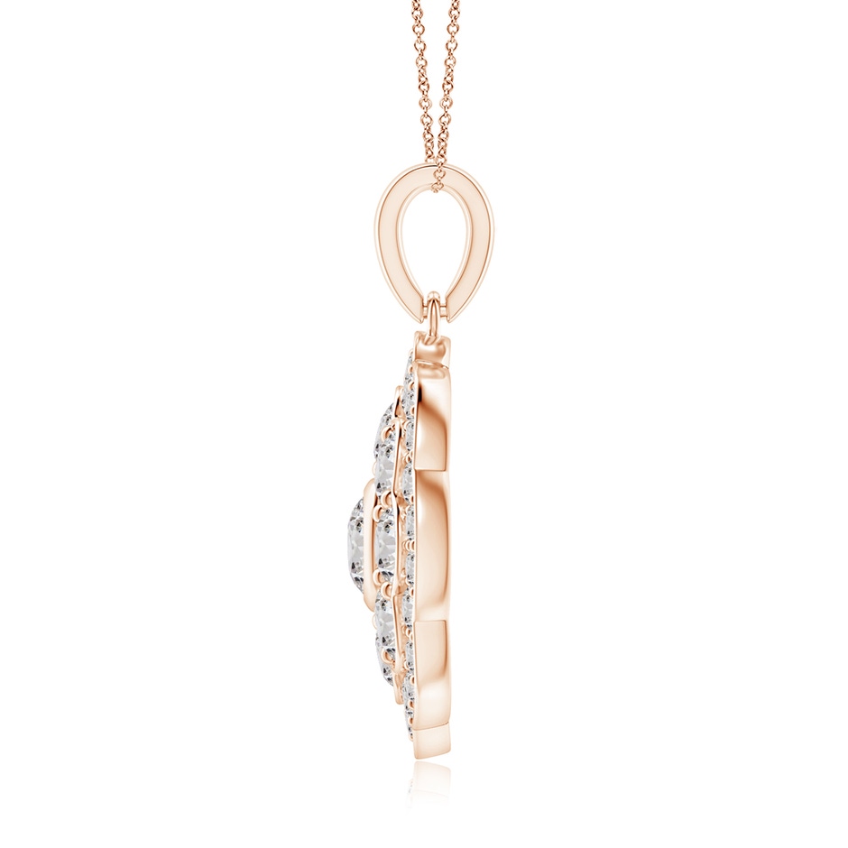 3.1mm IJI1I2 Round Diamond Halo Fashion Pendant in Rose Gold side 1