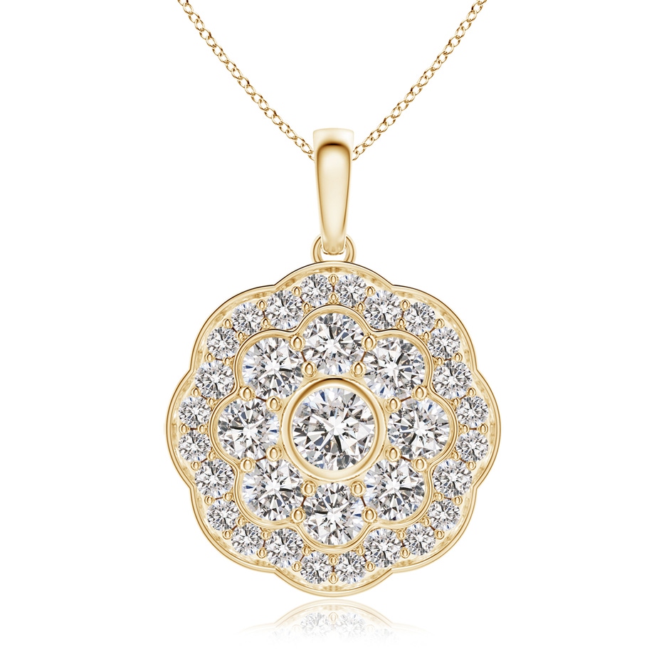 3.1mm IJI1I2 Round Diamond Halo Fashion Pendant in Yellow Gold 