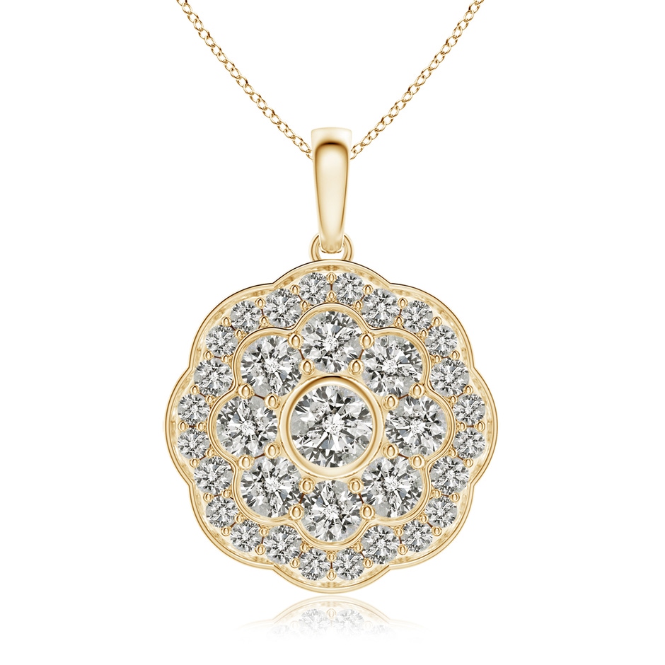 3.1mm KI3 Round Diamond Halo Fashion Pendant in Yellow Gold 