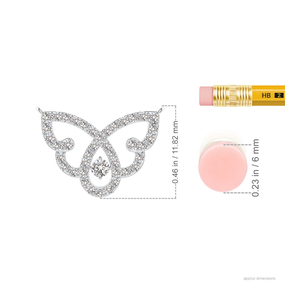 2.2mm IJI1I2 Diamond Butterfly Fashion Pendant in White Gold ruler
