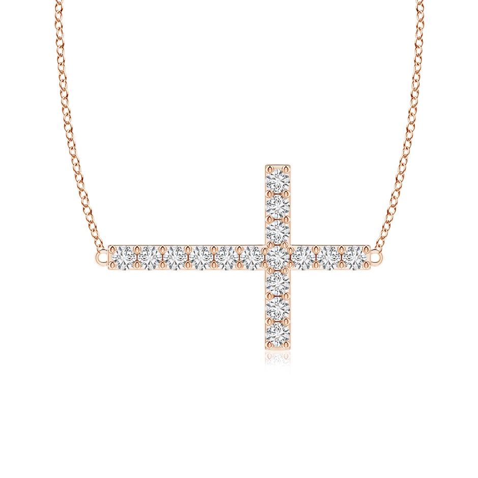 1.4mm HSI2 Prong-Set Diamond Horizontal Cross Pendant in Rose Gold 