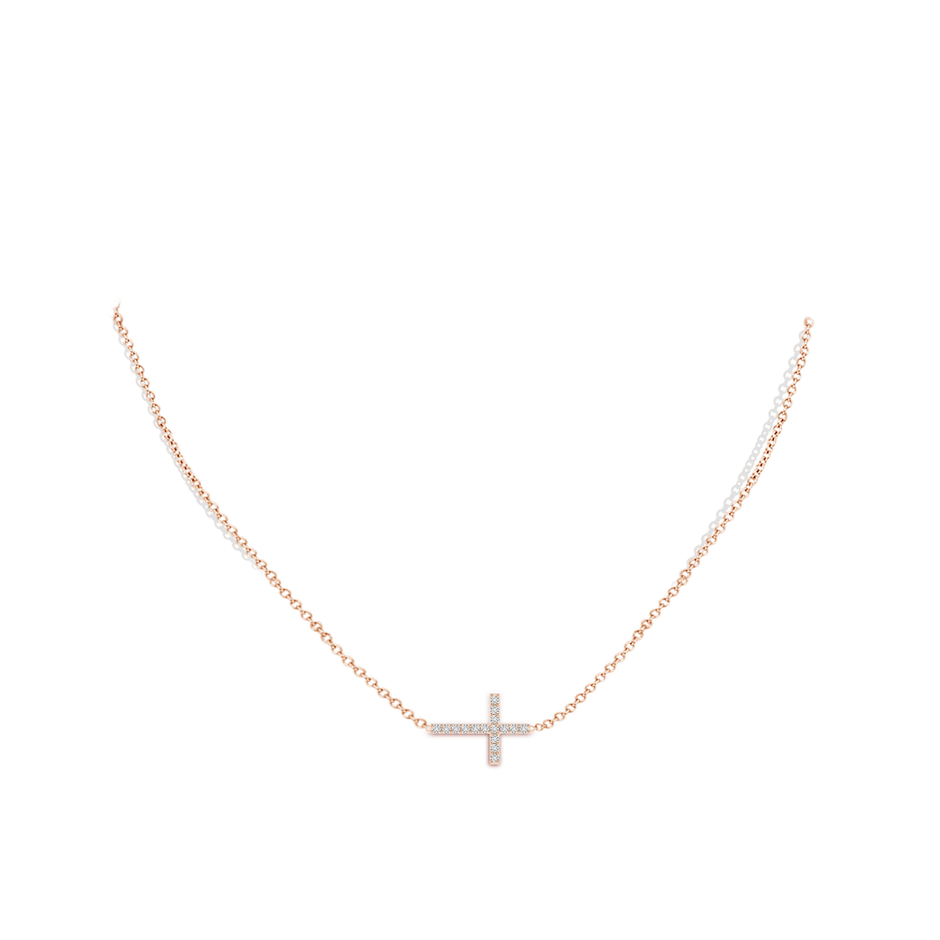 1.4mm HSI2 Prong-Set Diamond Horizontal Cross Pendant in Rose Gold pen