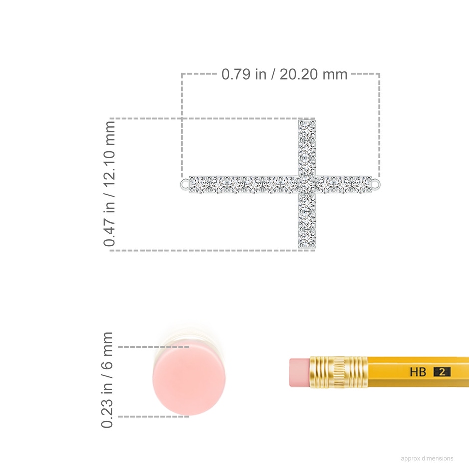 1.4mm HSI2 Prong-Set Diamond Horizontal Cross Pendant in White Gold ruler