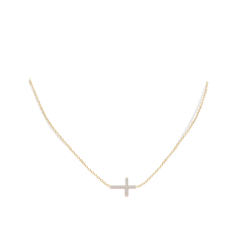 1.4mm HSI2 Prong-Set Diamond Horizontal Cross Pendant in Yellow Gold pen